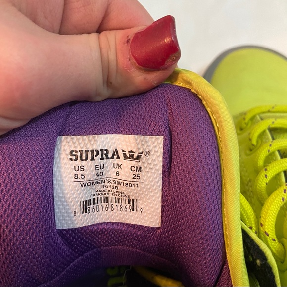 Supra Mens SKYTOP Yellow & Purple High Top Shoes - Picture 6 of 6